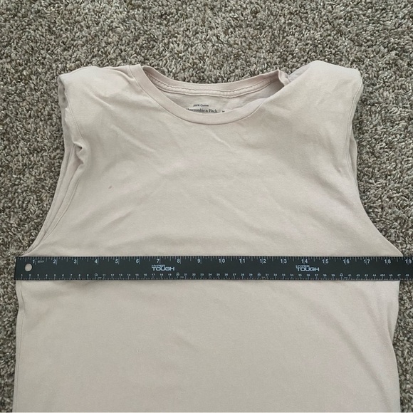 Abercrombie & Fitch Sz Medium Tan/Cream Shirt Dress Sleeveless Shoulder Pad Soft - Picture 8 of 11